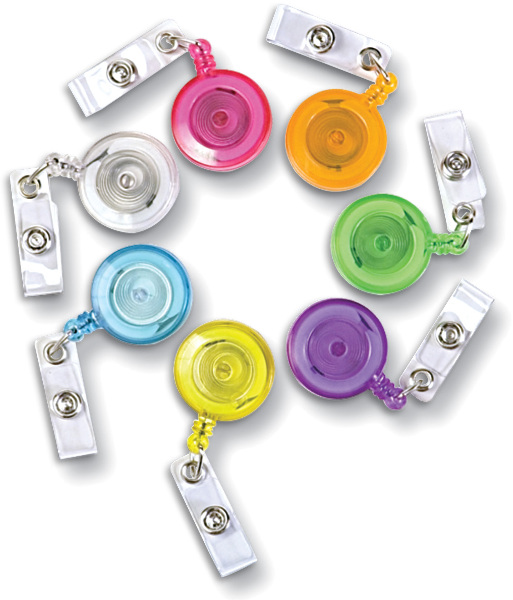 Translucent ID Badge Reels Round Belt Clip Strap 48 Pack ASSORTED Colors ()