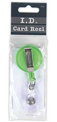 Standard ID Badge Reel Round Belt Clip Strap GREEN (68856)
