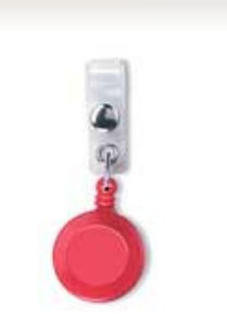 Standard ID Badge Reel Round Belt Clip Strap RED ()