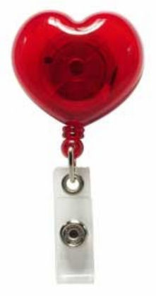 Heart Shaped ID Badge Reel Round Belt Clip Strap RED ()