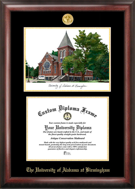 Picture of Campus Images AL995LGED University of Alabama  Birmingham Gold Embossed Diploma Frame