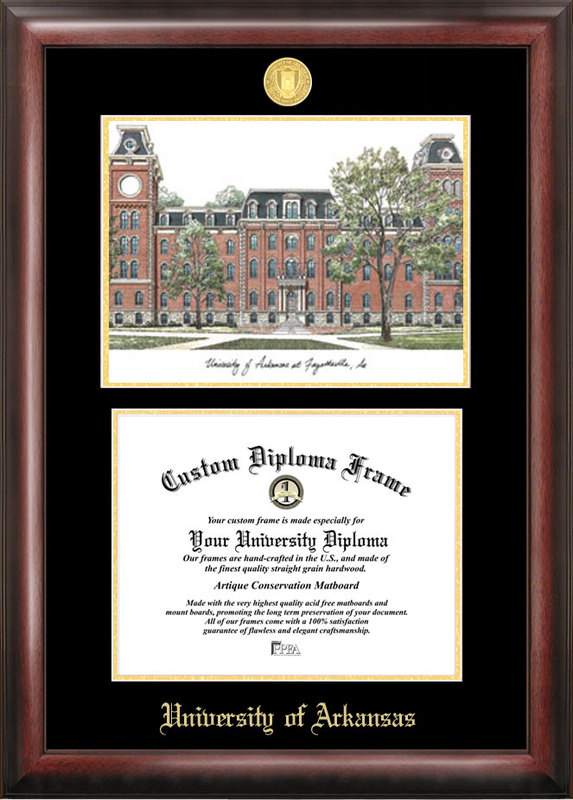 Picture of Campus Images AR999LGED University of Arkansas Gold embossed diploma frame with Campus Images lithograph