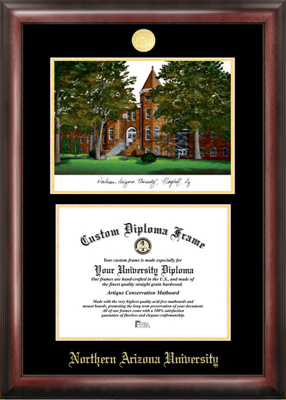 Picture of Campus Images AZ995LGED Northern Arizona University Gold embossed diploma frame with Campus Images lithograph