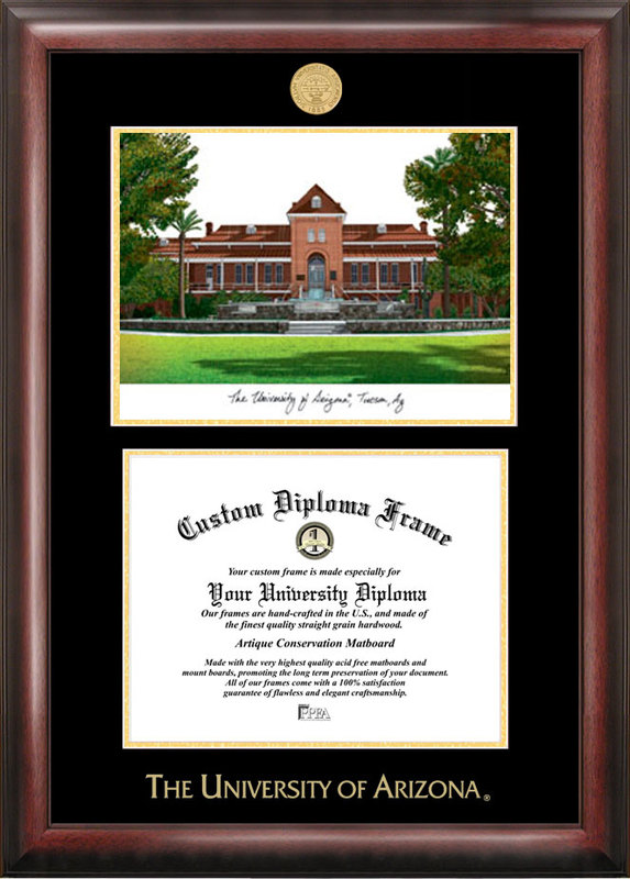 Picture of Campus Images AZ996LGED University of ArizonaGold embossed diploma frame with Campus Images lithograph
