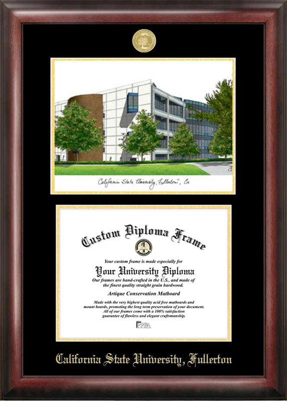 Picture of Campus Images CA921LGED California State University  Fullerton Gold embossed diploma frame with Campus Images lithograph