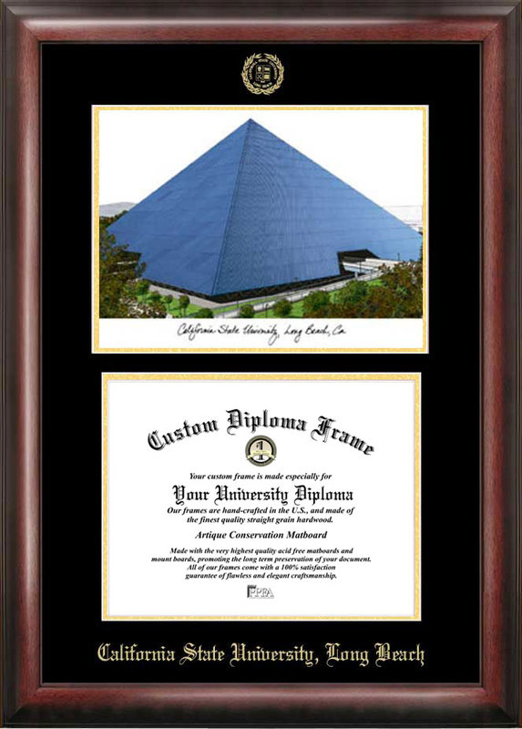 Picture of Campus Images CA923LGED Cal State Long Beach Gold embossed diploma frame with Campus Images lithograph