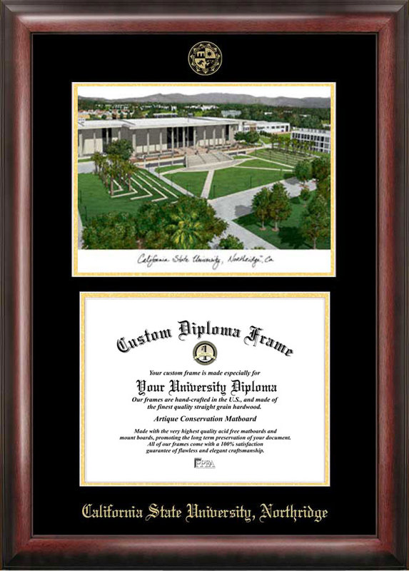 Picture of Campus Images CA924LGED California State University  Northridge Gold embossed diploma frame with Campus Images lithograph