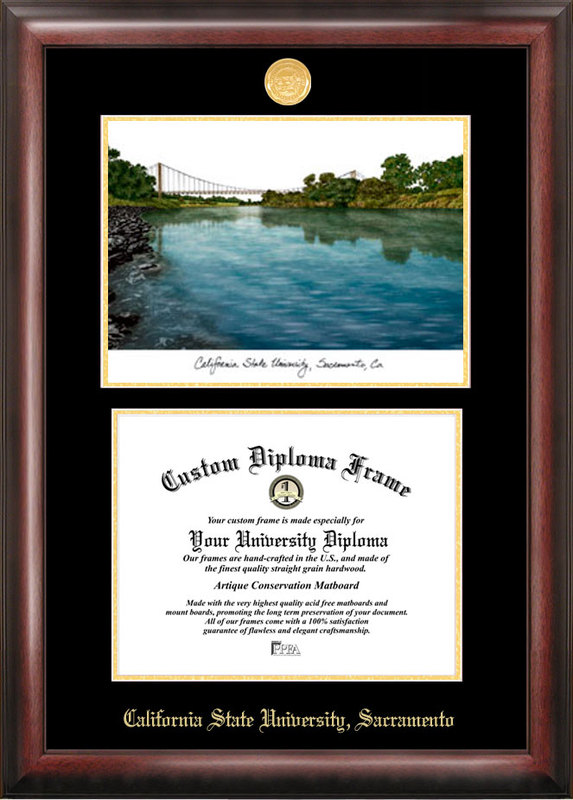Picture of Campus Images CA925LGED California State Sacremento University Gold embossed diploma frame with Campus Images lithograph