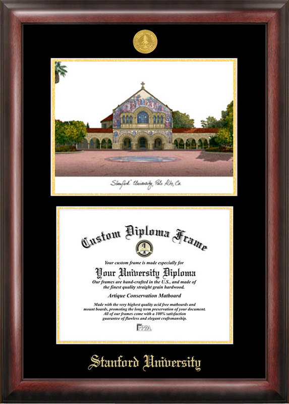 Picture of Campus Images CA932LGED Stanford University Gold embossed diploma frame with Campus Images lithograph