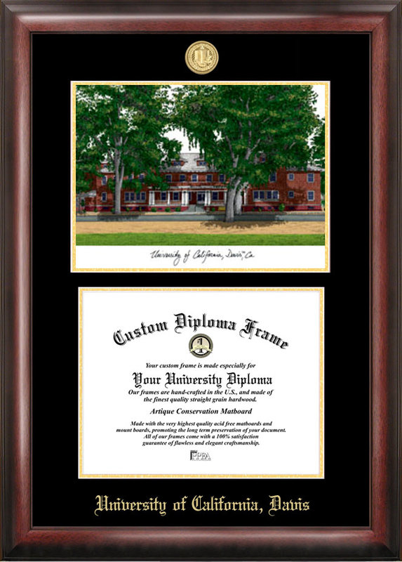 Picture of Campus Images CA942LGED University of California  Davis Gold embossed diploma frame with Campus Images lithograph
