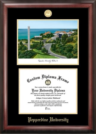 Picture of Campus Images CA944LGED Pepperdine University Gold embossed diploma frame with Campus Images lithograph