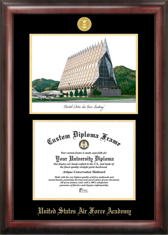 Picture of Campus Images CO994LGED United States Air Force Academy Gold embossed diploma frame with Campus Images lithograph