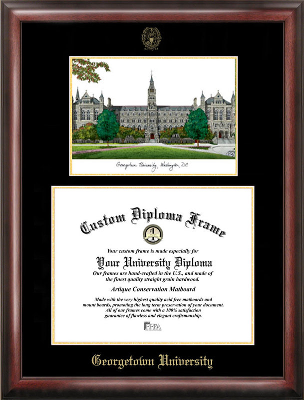Picture of Campus Images DC996LGED Georgetown University Gold embossed diploma frame with Campus Images lithograph
