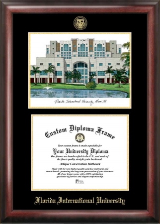Picture of Campus Images FL984LGED Florida International University Gold embossed diploma frame with Campus Images lithograph