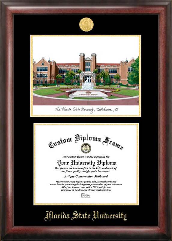 Picture of Campus Images FL985LGED Florida State University Gold embossed diploma frame with Campus Images lithograph