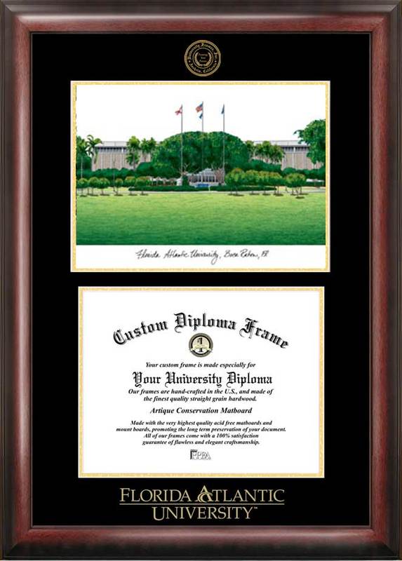 Picture of Campus Images FL986LGED Florida Atlantic University Gold embossed diploma frame with Campus Images lithograph