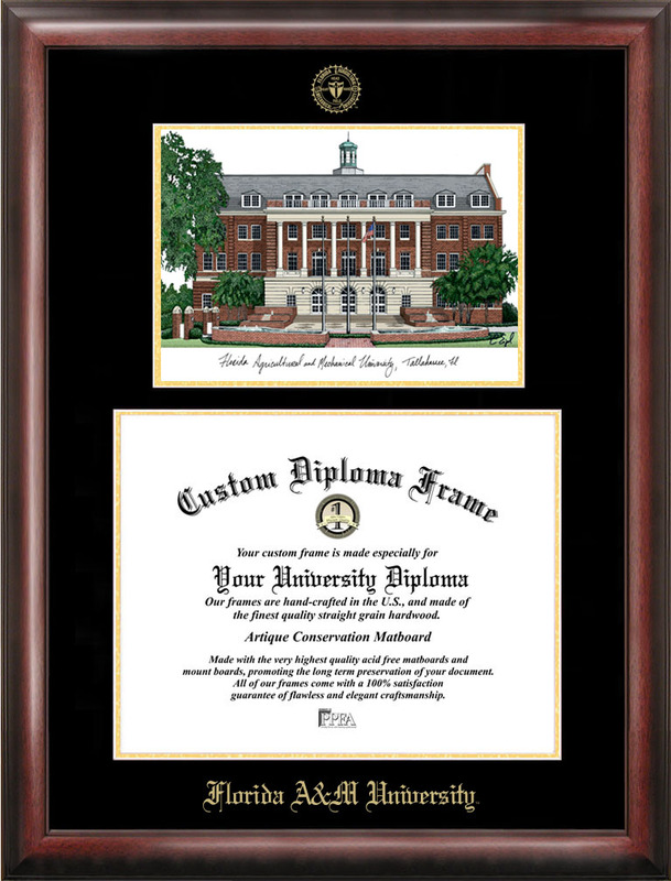 Picture of Campus Images FL997LGED Florida A&M University Gold embossed diploma frame with Campus Images lithograph