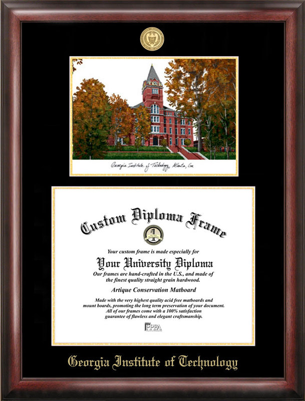 Picture of Campus Images GA974LGED Georgia Institute of Technology Gold embossed diploma frame with Campus Images lithograph
