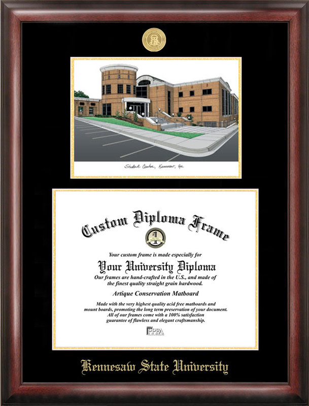 Picture of Campus Images GA986LGED Kennesaw State University Gold embossed diploma frame with Campus Images lithograph