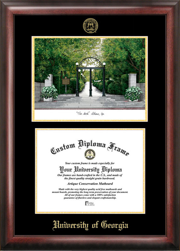 Picture of Campus Images GA987LGED University of Georgia Gold embossed diploma frame with Campus Images lithograph