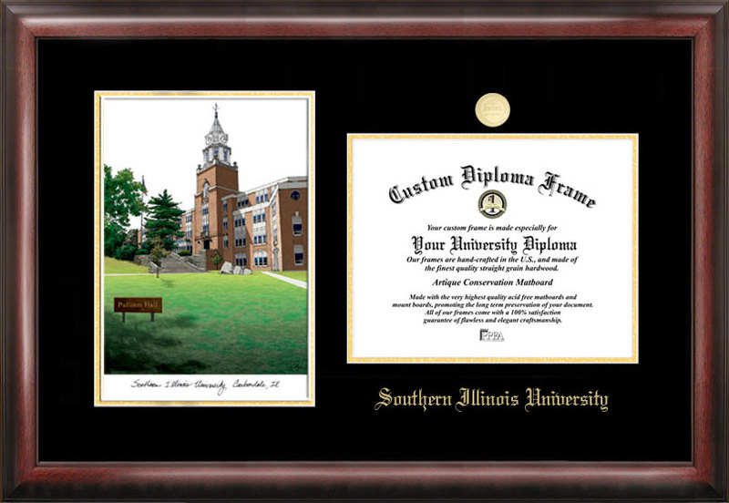 Picture of Campus Images IL972LGED Southern Illinois University Gold embossed diploma frame with Campus Images lithograph
