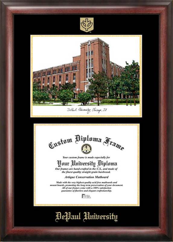 Picture of Campus Images IL974LGED DePaul University Gold embossed diploma frame with Campus Images lithograph