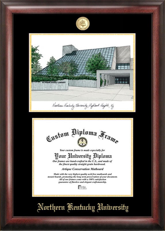 Picture of Campus Images KY977LGED Northern Kentucky University Gold embossed diploma frame with Campus Images lithograph