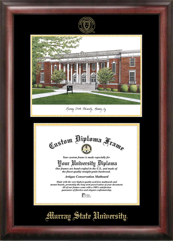 Picture of Campus Images KY984LGED Murray State University Gold embossed diploma frame with Campus Images lithograph