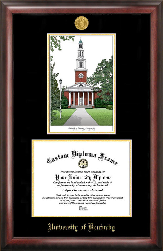 Picture of Campus Images KY998LGED University of Kentucky Gold embossed diploma frame with Campus Images lithograph