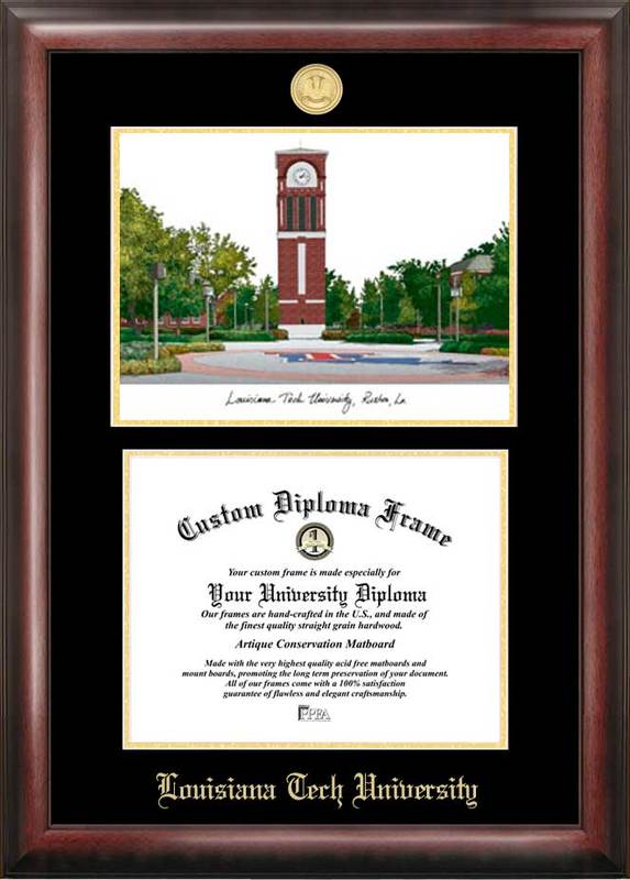 Picture of Campus Images LA988LGED Louisiana Tech University Gold embossed diploma frame with Campus Images lithograph