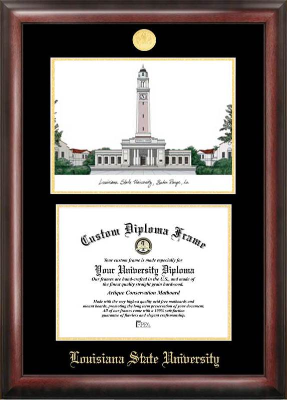 Picture of Campus Images LA999LGED Louisiana State University Gold embossed diploma frame with Campus Images lithograph