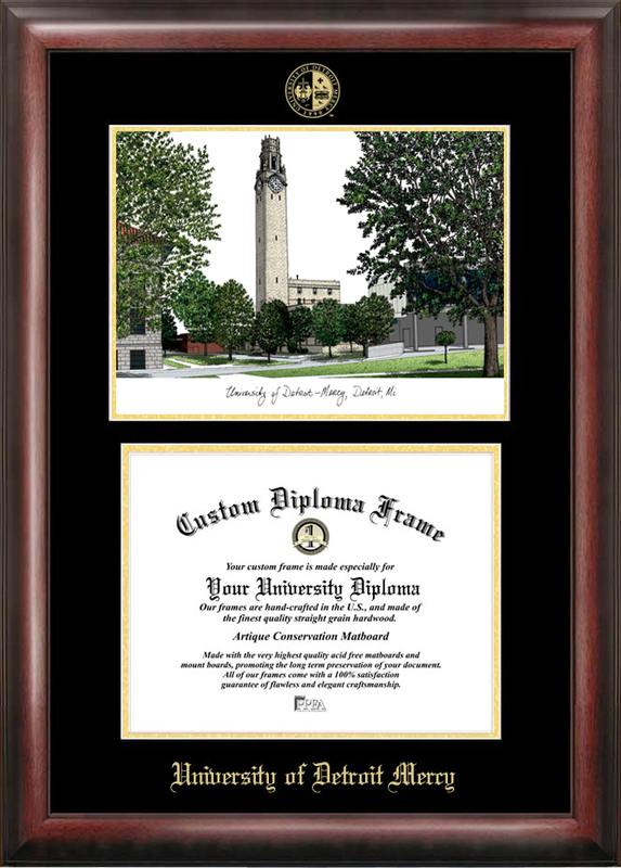 Picture of Campus Images MI985LGED University Of Detroit  Mercy Gold embossed diploma frame with Campus Images lithograph