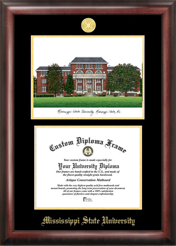 Picture of Campus Images MS997LGED Mississippi StateGold embossed diploma frame with Campus Images lithograph