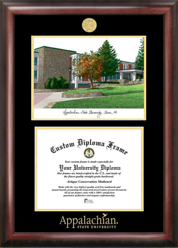 Picture of Campus Images NC998LGED Appalachian State University Gold embossed diploma frame with Campus Images lithograph