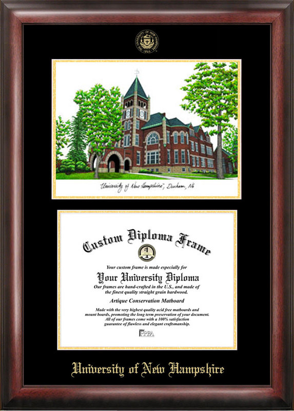 Picture of Campus Images NH998LGED University of New Hampshire Gold embossed diploma frame with Campus Images lithograph