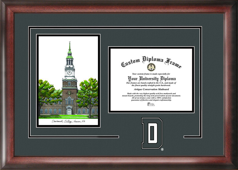 Picture of Campus Images NH999LGED Dartmouth College Gold embossed diploma frame with Campus Images lithograph