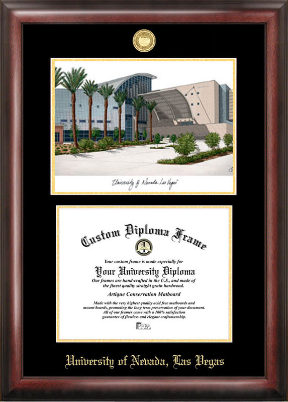 Picture of Campus Images NV995LGED University of Nevada Las Vegas Gold embossed diploma frame with Campus Images lithograph
