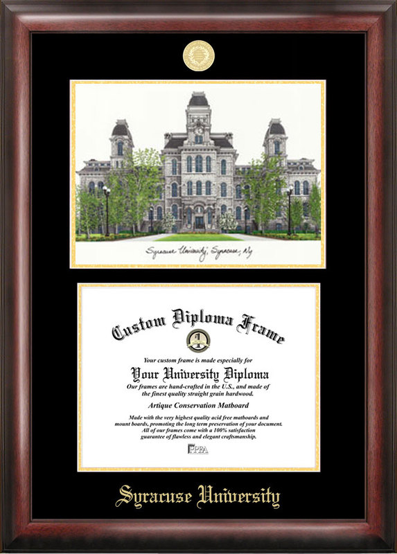 Picture of Campus Images NY999LGED Syracuse University Gold embossed diploma frame with Campus Images lithograph