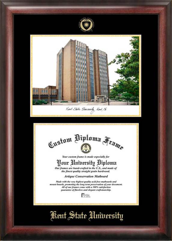 OH989LGED Kent State University Gold embossed diploma frame with lithograph