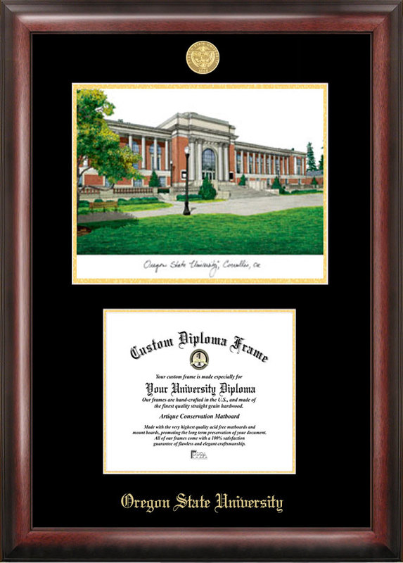 OR996LGED Oregon State University Gold embossed diploma frame with lithograph