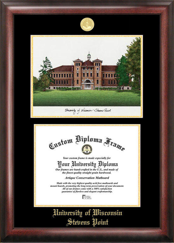 Picture of Campus Images WI993LGED University of Wisconsin Gold embossed diploma frame with Campus Images lithograph