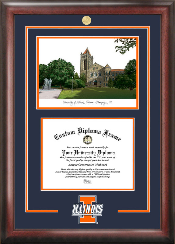 Picture of Campus Images IL976SG University of Illinois  Urbana-Champaign Spirit Graduate Frame with Campus Image
