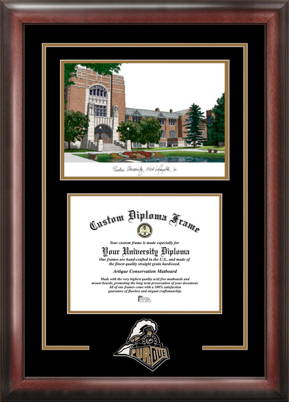 Picture of Campus Images IN988SG Purdue University Spirit Graduate Frame with Campus Image