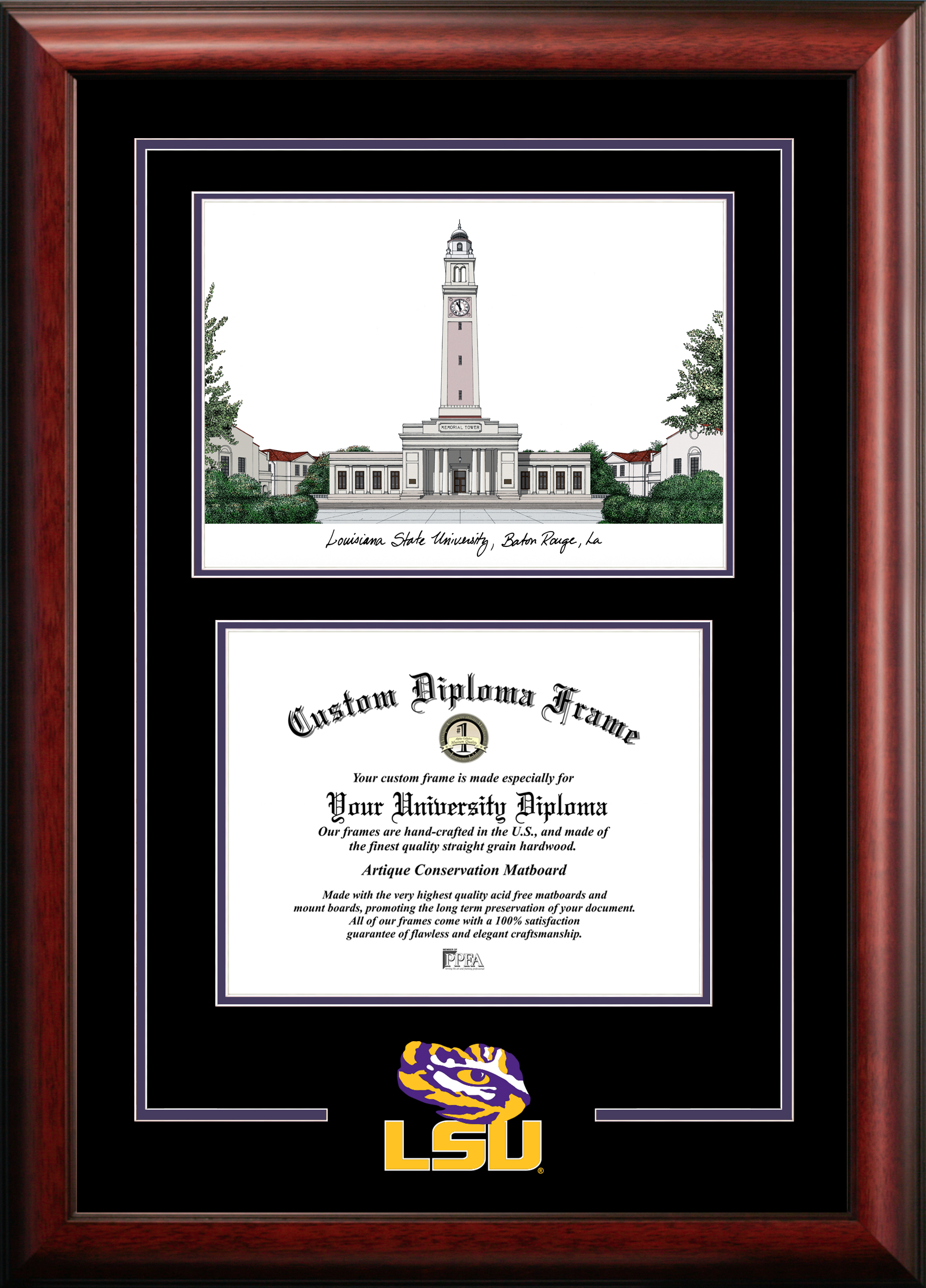 LA999SG Louisiana State University Spirit Graduate Frame with Campus Image