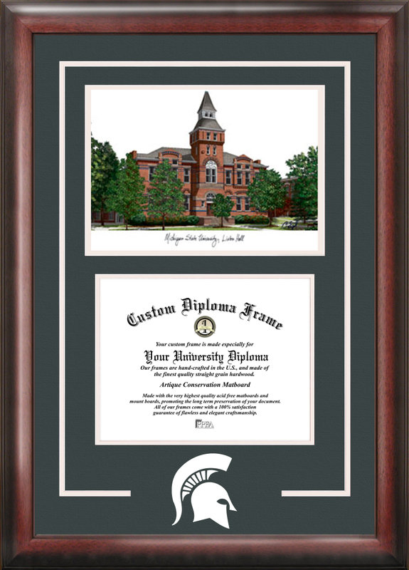 Picture of Campus Images MI988SG Michigan State University  Linton Hall  Spirit Graduate Frame with Campus Image