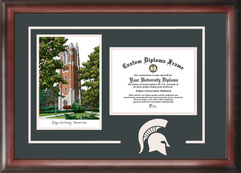 Picture of Campus Images MI989SG Michigan State University Beaumont Hall Spirit Graduate Frame with Campus Image