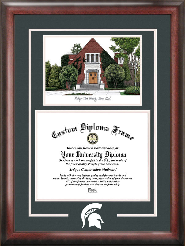 Picture of Campus Images MI990SG Michigan State University Alumni Chapel Spirit Graduate Frame with Campus Image