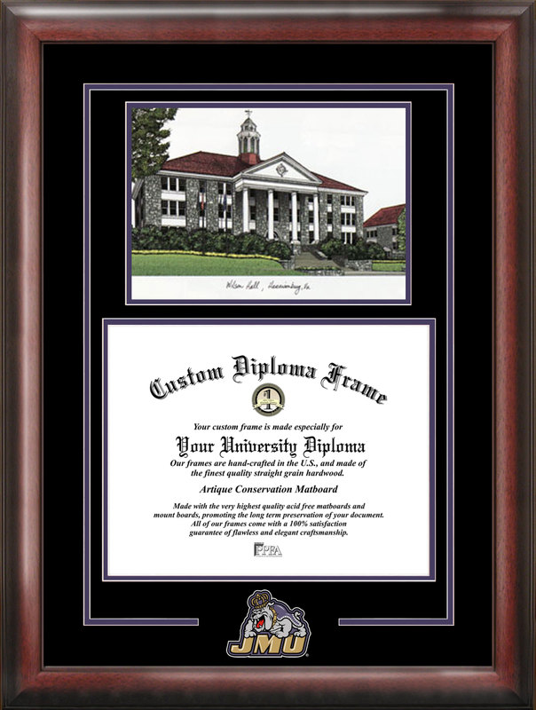 VA994SG James Madison University Spirit Graduate Frame with Campus Image