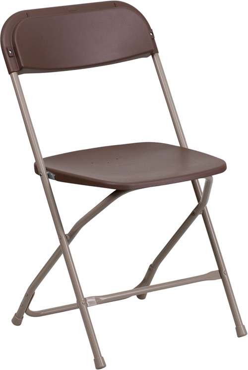 LE-L-3-BROWN-GG HERCULES Series 650 lb Capacity Premium Plastic Folding Chair - Brown