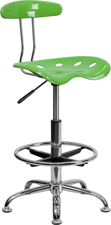 Flash Furniture LF-215-SPICYLIME-GG Vibrant Spicy Lime and Chrome Drafting Stool with Tractor Seat